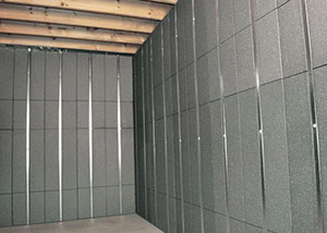 SilverGlo™ insulation and metal studs making up our Basement to Beautiful™ panels.  Installed in Liverpool.