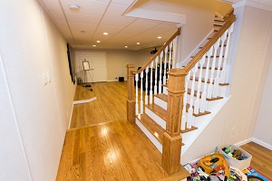 Finishing touches for a remodeled basement in Utica