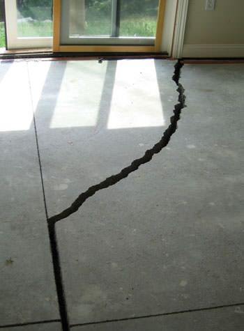severely cracked foundation slab floor in Oneonta