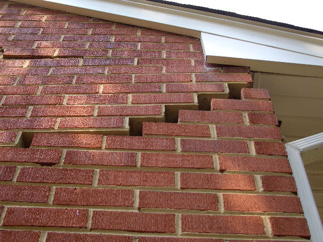 stair step cracking on a foundation wall in Binghamton