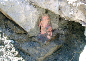 Failed concrete underpinning meant to repair a foundation issue in Plattsburgh.