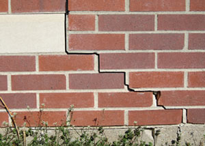 a foundation wall crack on a Johnson City home.