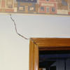 A large settlement crack on interior drywall in a Brookhaven home.