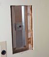 Wall anchor plates installed during a foundation repair in Binghamton in a finished basement