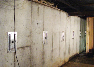 A foundation wall in Potsdam repaired with foundation wall anchors.