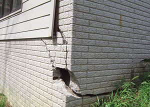 A severely damaged foundation wall in Rome